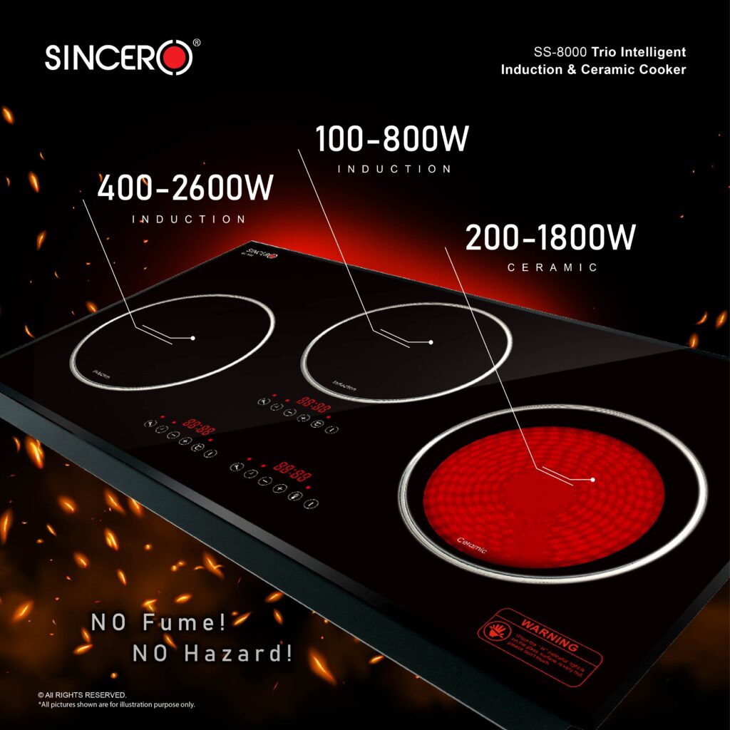 SS8000 Trio Intelligent Electric Induction & Ceramic Cooker Sincero